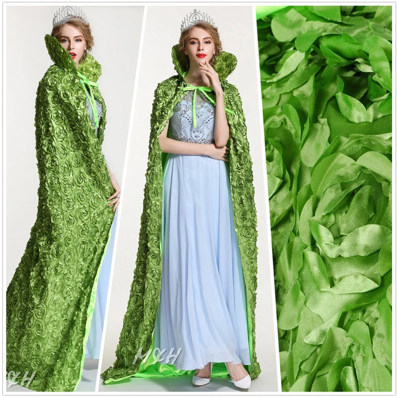 

Rose Cloak Cake For Women ,Full Length 71" Lace-up Robe Cape Cosplay Party Costume Pageant Cloak Handmade Green