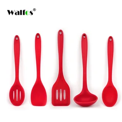 Walfos Cooking Spatula Turner Spoonula Mixing Spoon Slotted Spoon Ladle 5Pcs Kitchen Silicone Cooking Tools Kitchen Utensil Set