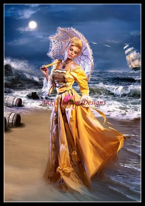 

Рукоделие для вышивки, наборы для вышивки маслом 14 карат, «сделай сам», Французский DMC, «Прогулка в лунном свете»