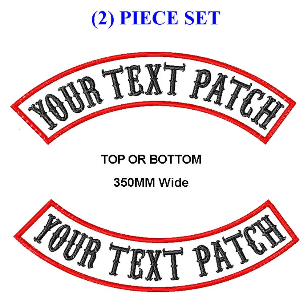 Customize embroidery mc rocker patch 350mm wide top and bottom motorcycle biker patches for vest cut and clothing