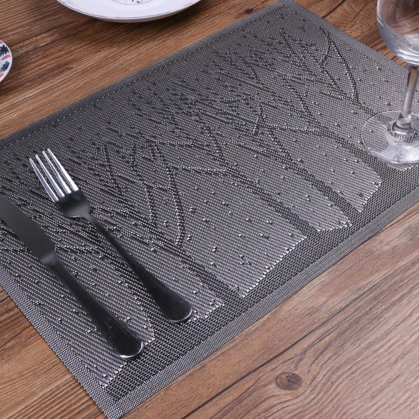 4pcs/lot Placemat Upscale Christmas Tree Pvc Placemats for Dining Table Mat Pot Bowl Mat Drink Coasters Non-slip Insulation Pads