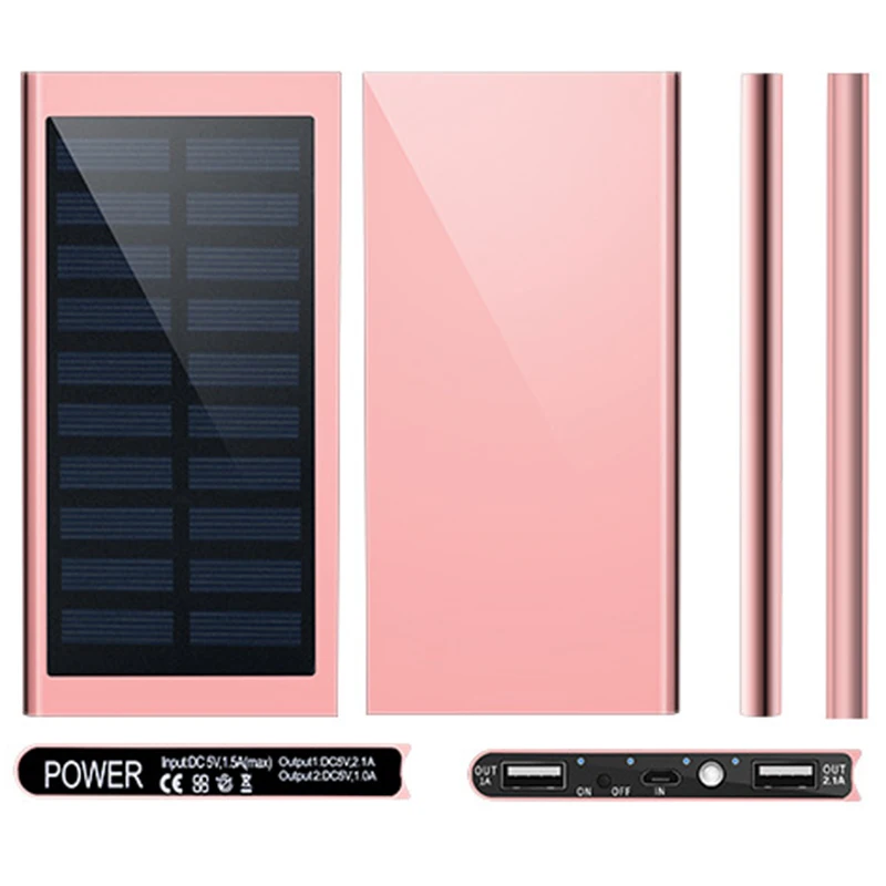20000mAh Portable Solar Power Bank External Battery phone Charger Powerbank for iPhone 14 13 12 11X Huawei Xiaomi Poverbank