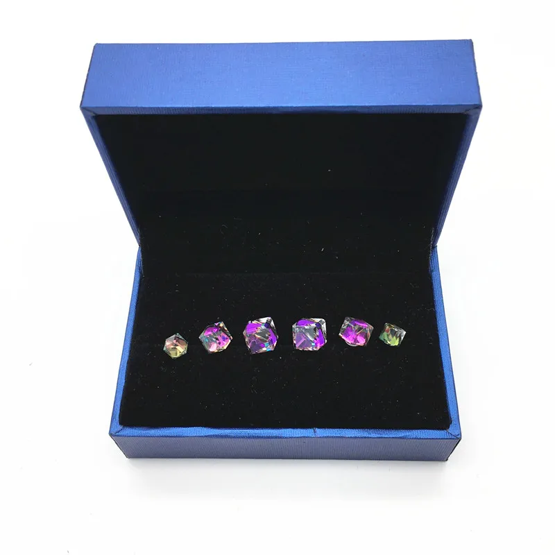 Ms Betti Small Cubic Stone Stud Earrings Sets For Girl With 10mm 8mm 6mm Crystal From Austria With Blue Gift Box 3prs/lot