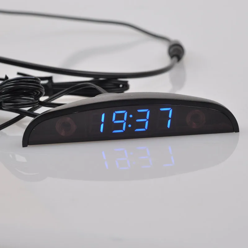 Compact DIY Digital LED Clock Kit 4-digit Light Control Temperature Date Time Display Transparent Half moon for indoor outdoor