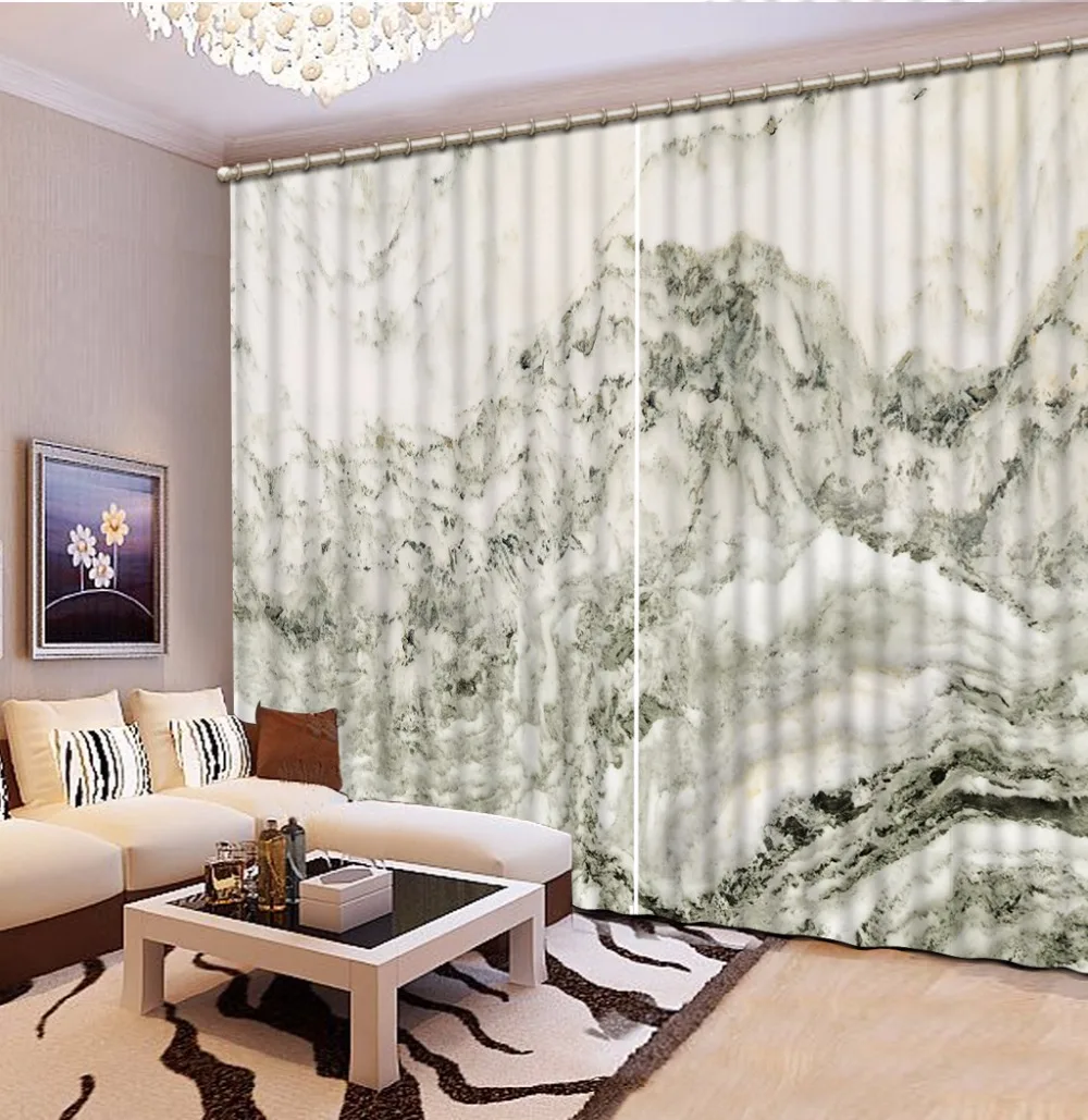 

European Style mountain marble 3D Blackout Window Curtains For Living room Bedding room Hotel/Office Drapes Cortinas para sala