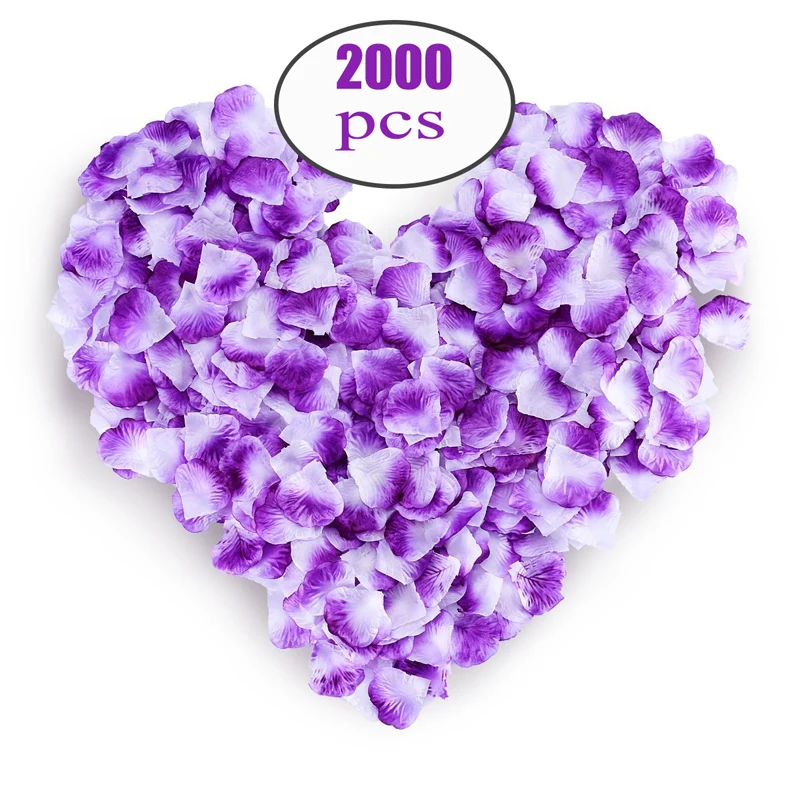 

2000 pcs/lot White Purple Artificial Silk Rose Petals Table Decor Wedding Party Confetti for Wedding Babyshower Party Confetti