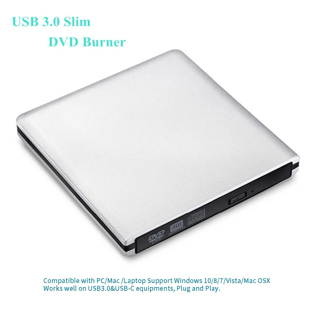 Reproductor de CD externo USB C, portátil, de aluminio, CD, DVD, reproductor de CD súper óptico, transferencia de datos de alta velocidad para sistema operativo/Windows