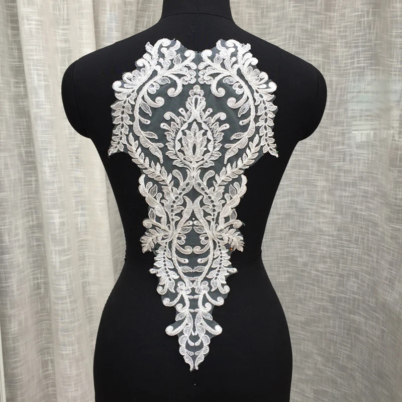 

5 шт., головной убор с кружевной аппликацией, цветочный женский мотив, Венецианская кружевная отделка, свадебное платье, аксессуары для одежды, цвет слоновой кости, 47,5X25,5 см