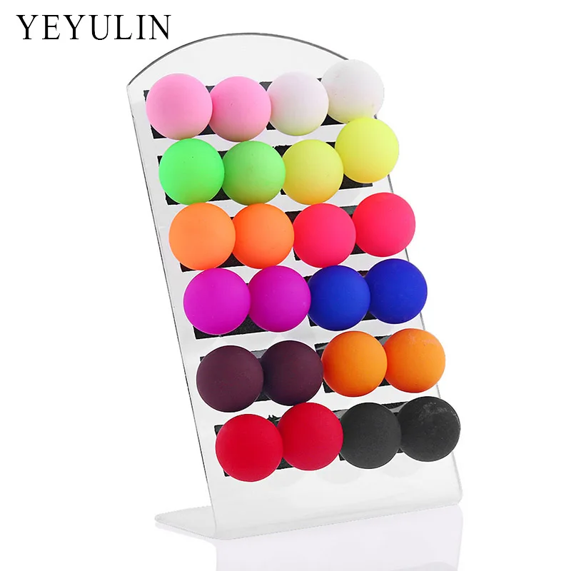 12pairs Trendy Cute Colorful Acrylic Beads Stud Earrings New Design 11mm Fashion Ear Jewelry For Woman Girls