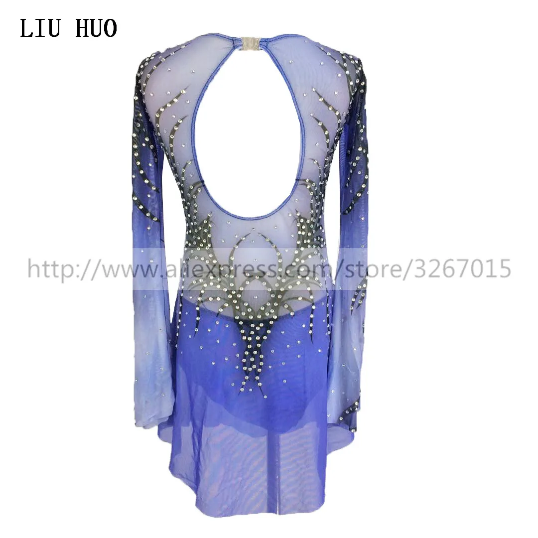 LIUHUO Figure Skating Dress Women's Girls' Ice Performance Gymnastics Costume Competition Leotard Dance Ballet Purple Teens Kid