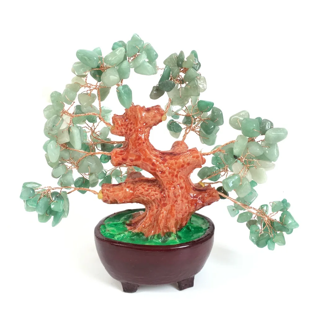 natural Emerald greenDongling jade quartz rock crystal lucky tree reiki healing crystal gemstone feng shui for home decoration
