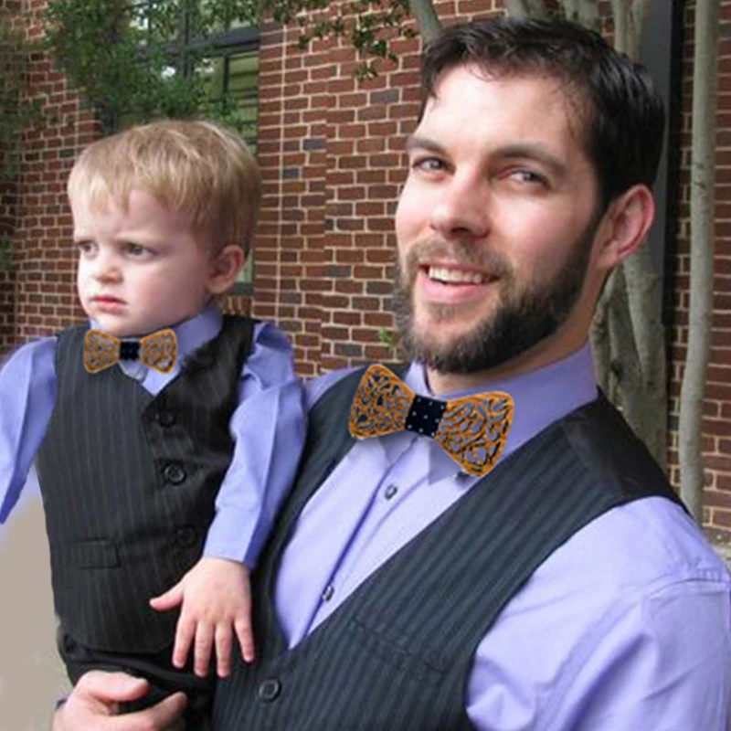 Parent-child Cute Kids Boys Wood Bow Tie Children Butterfly Type Bow ties Girl Wooden Bow ties for men Set Corbatas Para Hombre