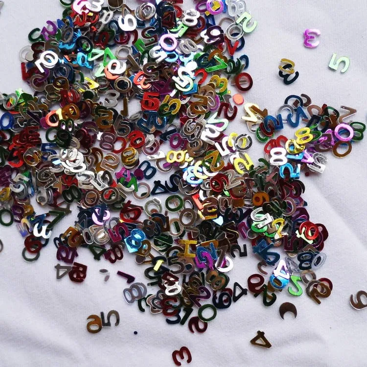 50gram/Lot 6x8mm numbers sequins.Craft material Kindergarten arts and crafts Intelligence Creative activity item Teach your own