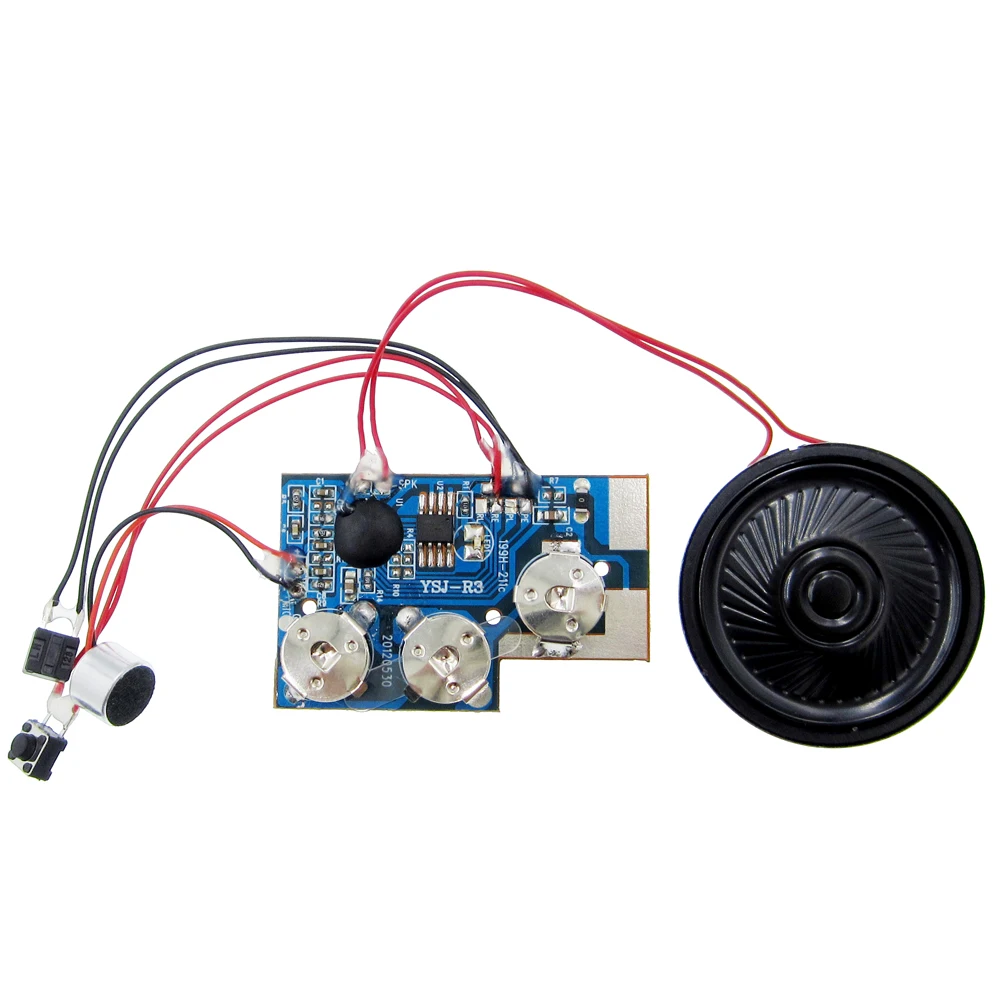 การ์ดอวยพร YSJ-R3บันทึกเสียงพร้อมอุปกรณ์แบตเตอรี่1ชุด30วินาที30วินาทีชิปบันทึกเสียงโมดูลบันทึกเพลง