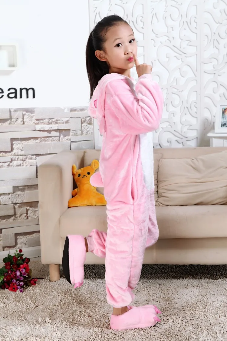 Abbigliamento per bambini Rosa Maiale Animale Pigiama Costumi Cosplay Unisex abbigliamento per bambini Delle Ragazze Dei Ragazzi Flanella Top, Babydoll E Magliette Per La Notte Tute Monopezzo Pyjama robe