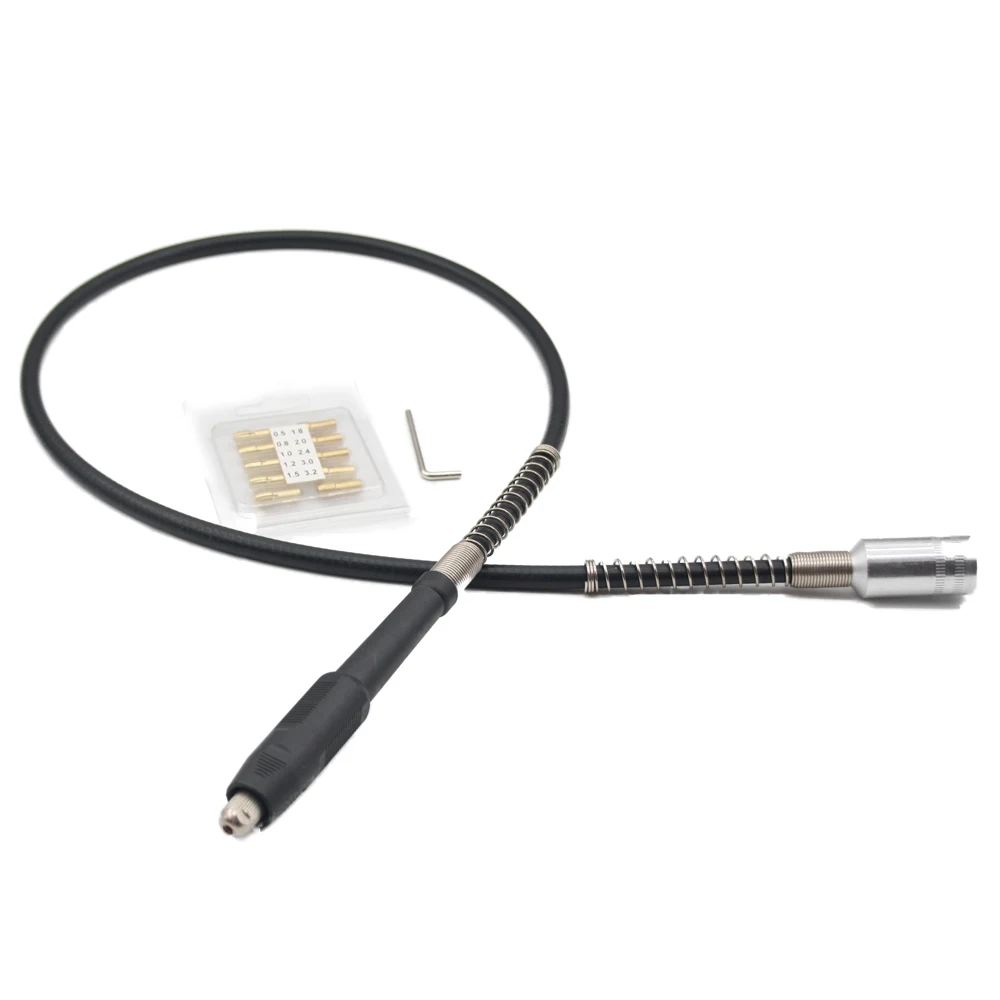 42" elastyczna rura wału 3mm rura wału uchwytu Dremel rura przedłużająca Mini szlifierka z 10 szt. Złote tuleje zaciskowe