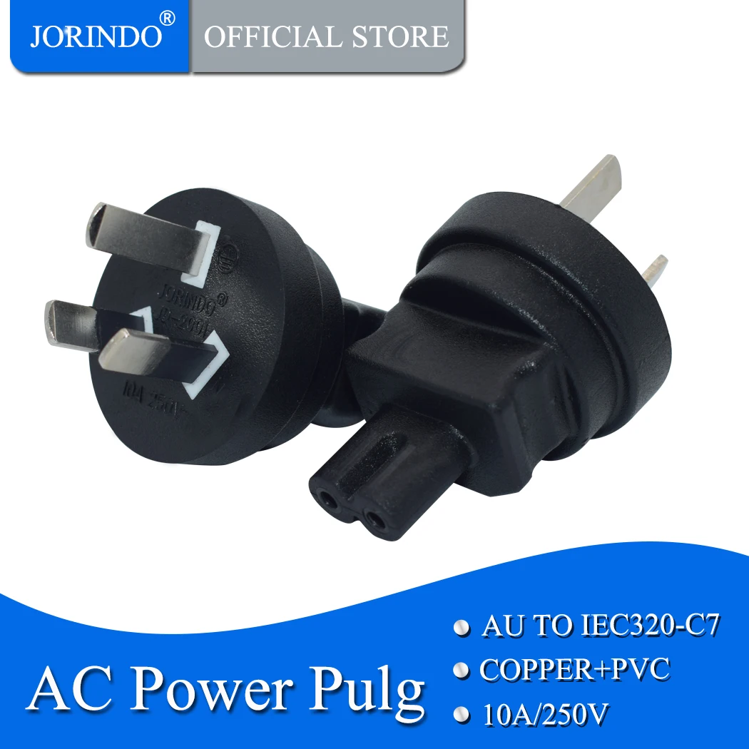 JORINDO-Convertidor de corriente SAA a IEC320 C7, enchufe de conversión AU a C7 AC, 10A/250V, utilizado para conectar adaptador de corriente de ordenador portátil