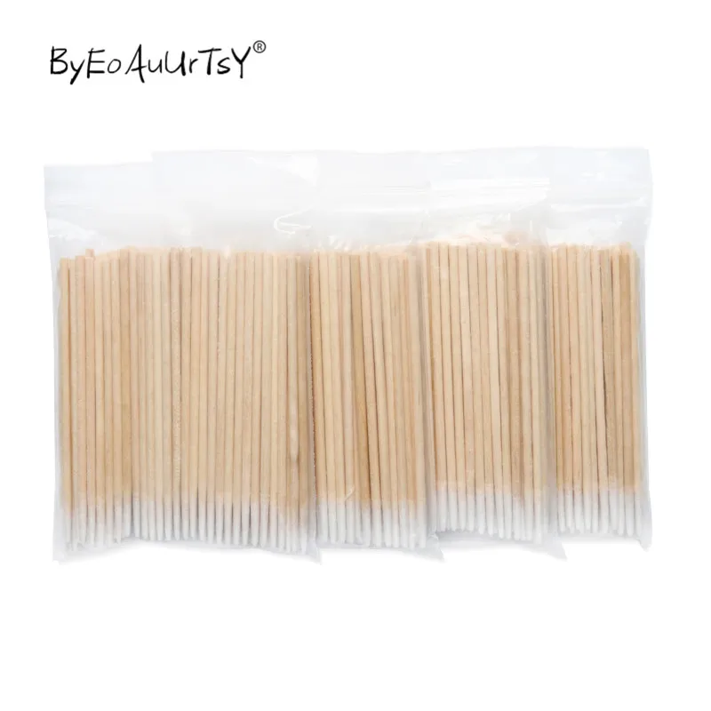 Disposable Ultra-small Cotton Swab Lint Free Micro Brushes Wood Cotton Buds Swabs Glue Removing Tools for Eyelash Extension