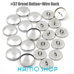 100Sets/lot Free Shipping #32 Aluminum Round Fabric Covered Cloth Button Cover Metal Bread Shape Wire Back For Handmade DIY