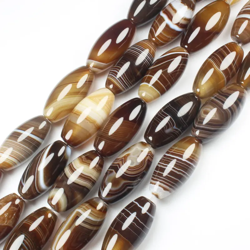 Oliva rice 6x12mm 15x45mm Botswana Agates Persia Sardonyx onyx Coffe stripe Natural stone Oval DIY Loose Beads 15\