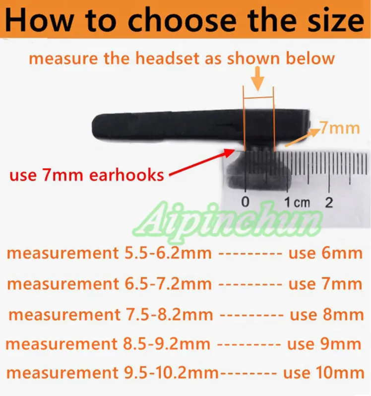 Aipinchun-シリコンイヤーフック,1ピース,9mm,伸縮フック,ヘッドセット用,Bluetooth互換