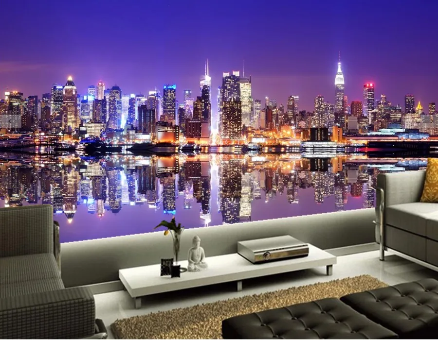 

New York City Night Manhattan Cities wallpapers mural,ktv bar wallpaper,living room sofa TV wall bedroom papel de parede