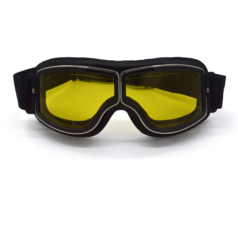 

Yellow Lens NEW WWII Vintage Motorcycle Gafas Moto Goggles Scooter Goggle Glasses Pilot Cruiser Sunglasses