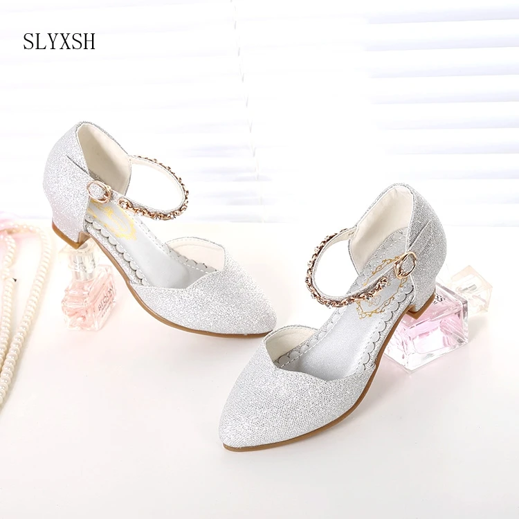 

NEW Princess Girls Sandals Kids Shoes For Girls Dress Shoes Little High Heel Glitter Summer Party Wedding Sandal Children Shoe