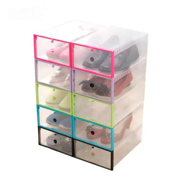 100Pcs Transparent Shoes Box Rectangle PP Shoes Organizer Home Storage Plastic Storage Box Living Room Drawer SN990