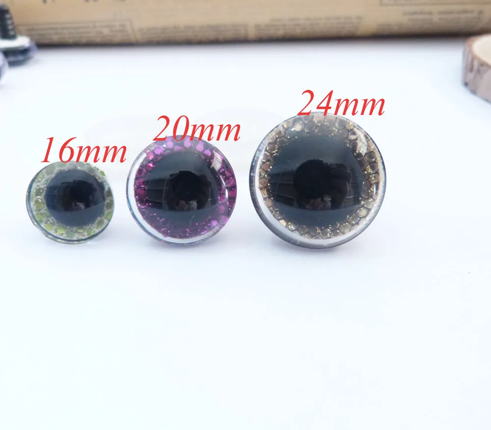 100 Stück/Los 12mm 14mm 16mm 18mm 20mm 25mm 30mm Komische 3D-Glitzer-Spielzeugaugen Lustige Puppenaugen mit Unterlegscheibe für Plüsch-Bastelarbeiten -N19 – Detail 23