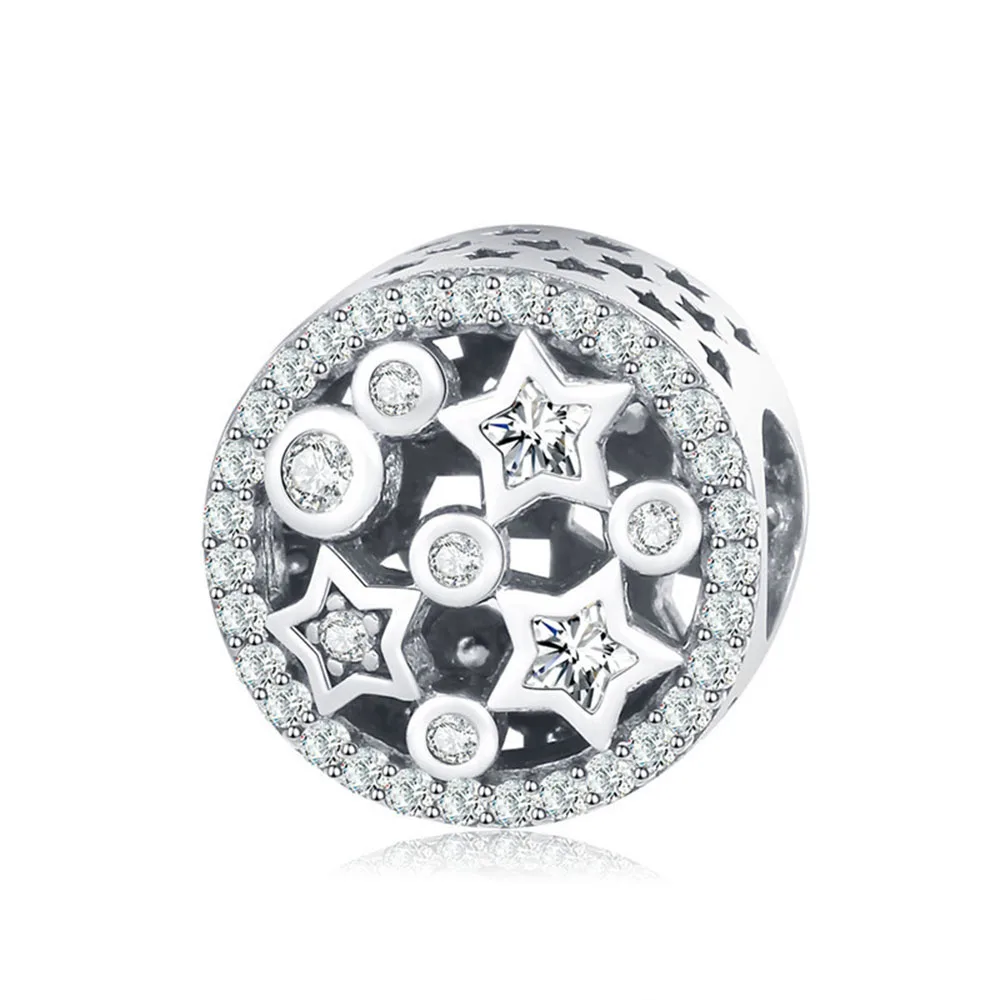 

Authentic 925 Sterling Silver Charm Bright Stars Hollow Crystal Beads For Original Pandora Charm Bracelets & Bangles Jewelry