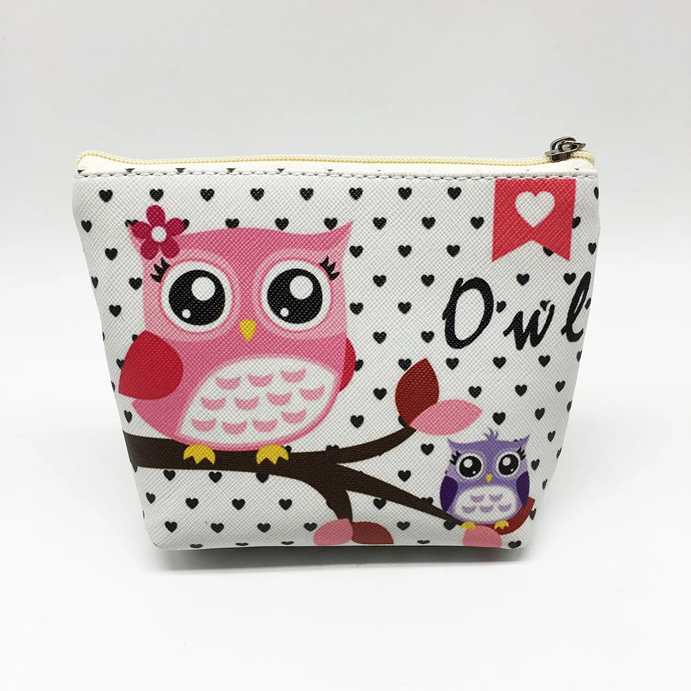 Fashion Cute Cartoon Owl Lucky Pencilcase Card Key Pen Bag PU Leather Handbag Student Purse Coin Wallets Boys Girls Gift