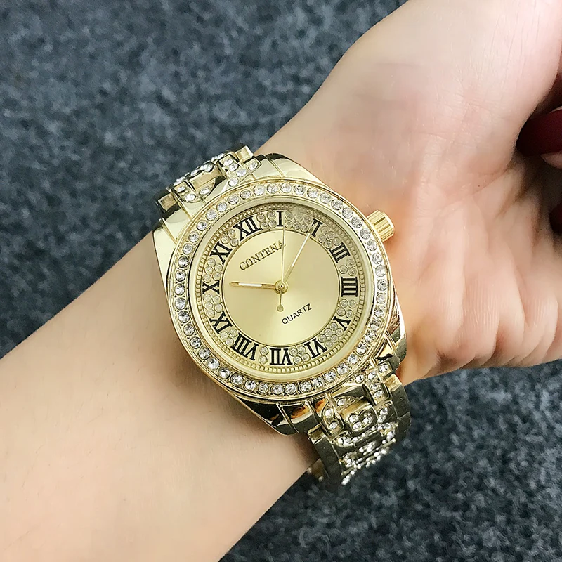 CONTENA Luxury Bracelet Watch Women Watches Rhinestone Fashion Rose Gold Women\'s Watches Clock Reloj Mujer Relogio Feminino