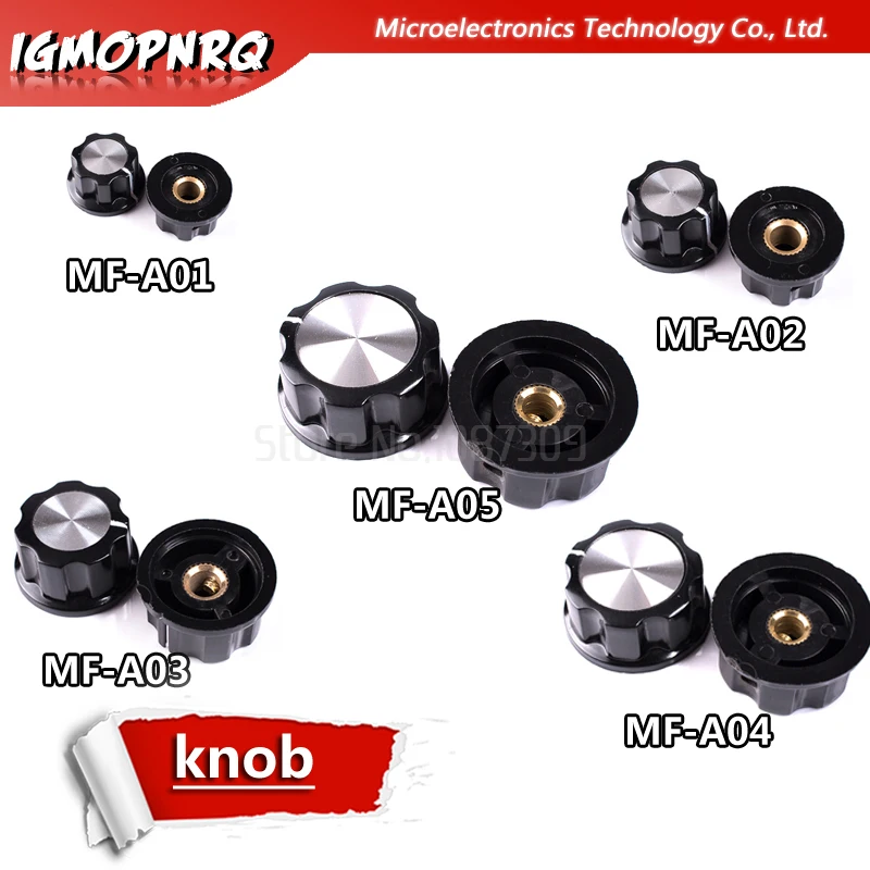 5 sztuk MF-A01 MF-A02 MFA-A03 MF-A04 MA-A05 bakelitu pokrętło potencjometru średnica otworu 6MM dla WH118 WX050 potencjometr