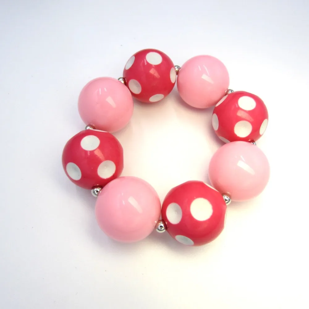 2pcs Baby Girls Birthday Party Dress UP 20mm Solid Chunky Beads Bubblegum Bracelets DIY Kids Elastic Wristband Gift To Children