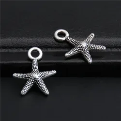 50pcs  Silver Color Starfish Charms Pendant For Necklace Bracelets Jewelry Making Diy Handmade Craft  A2775