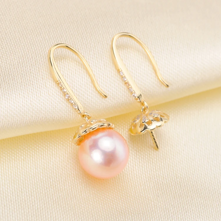 Classic Pearl Earrings Findings S925 Sterling Silver Drop Earrings Holder Women DIY Pearl Earrings Jewelry Components 3Pairs/Lot