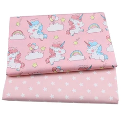 Syunss-DIY Patchwork Cloth for Quilting, Baby Cribs, Cushions, Dress Sewing, Tissus, Unicorn Stars Printed Twill Cotton Fabric