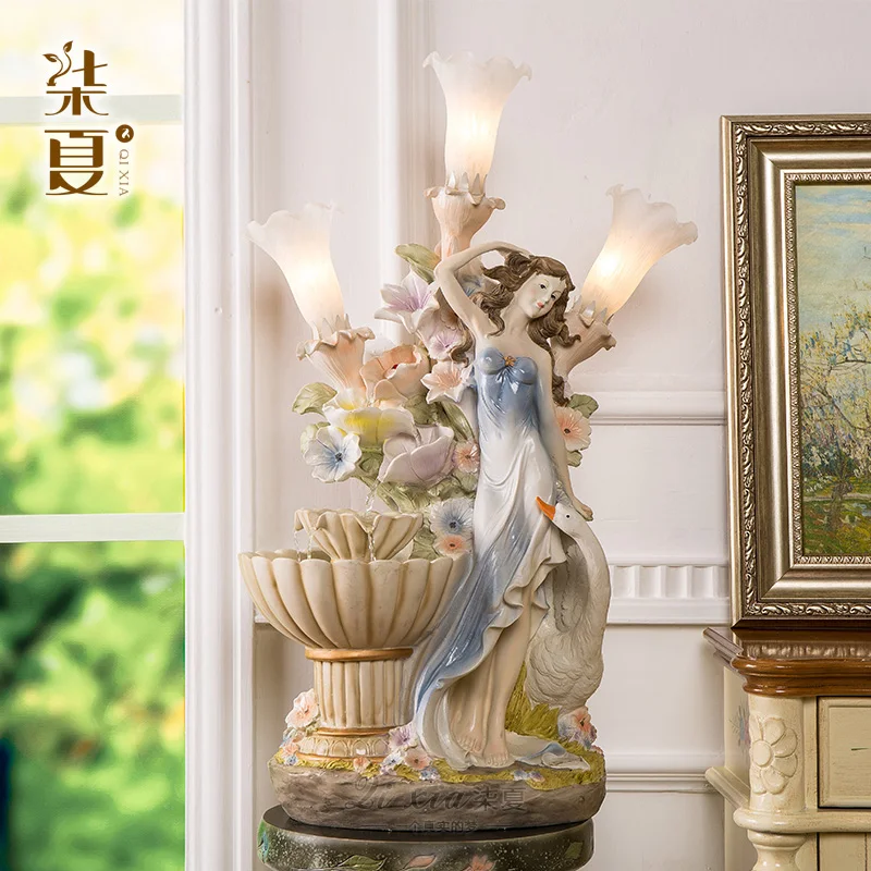 Seven large summer living room bedroom decoration features European style fountain water Zhaocai ornaments creative humidifier