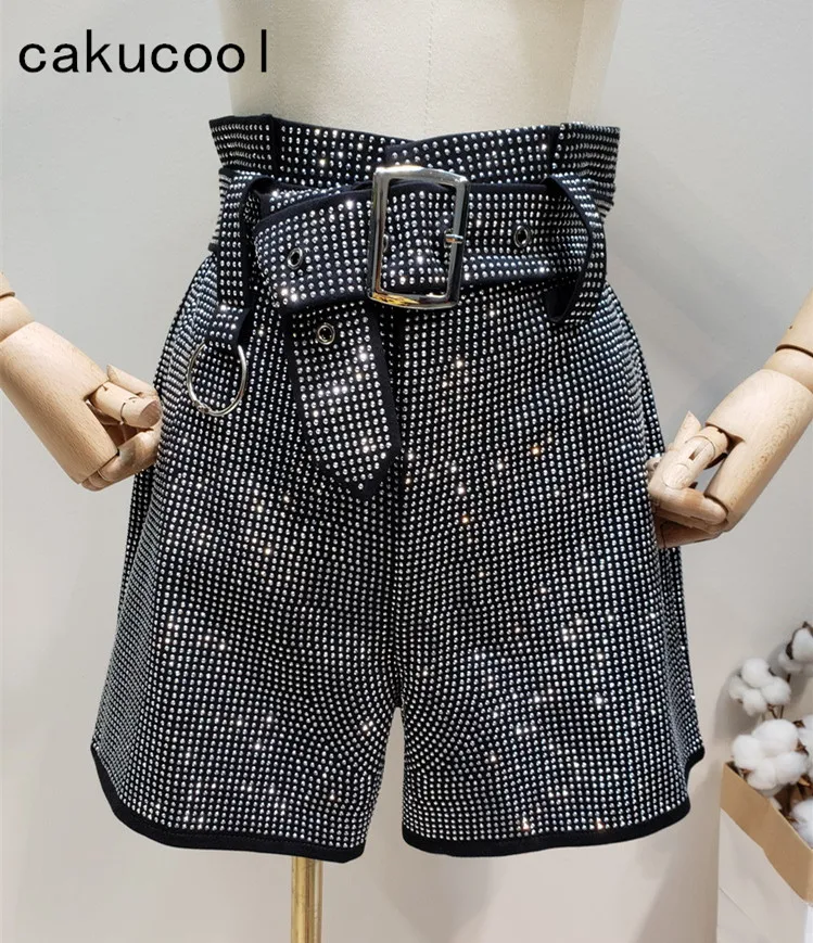 Cakucool-Jupe Courte avec Ceinture Scintillante pour Femme, Bas Décontractés, Chic et Chaud, Nouvelle Collection Automne 2019