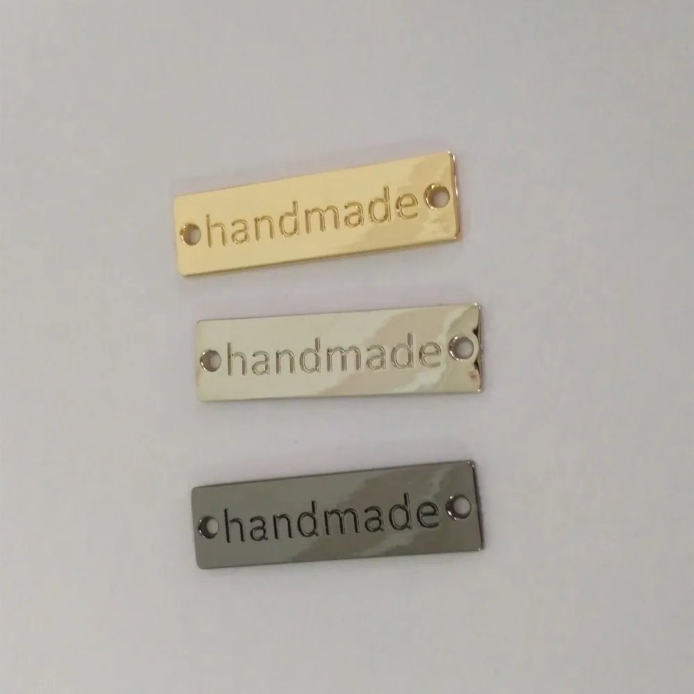 Customized (100 Pcs/Pack) English Letters Metal Tags, Golden Eletroplating Garment Label With Brand Logo