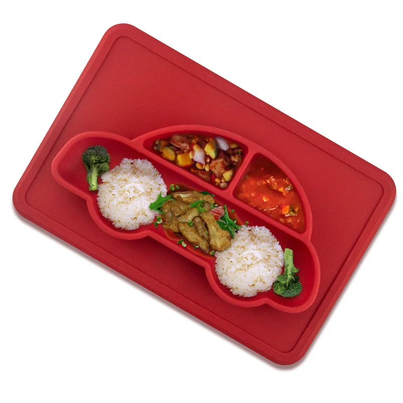 Baby Silicone Car Shape Placemat Plate Tableware Children Food Container Dishes Infant Feeding Kids Feed Plate Tray Utensil