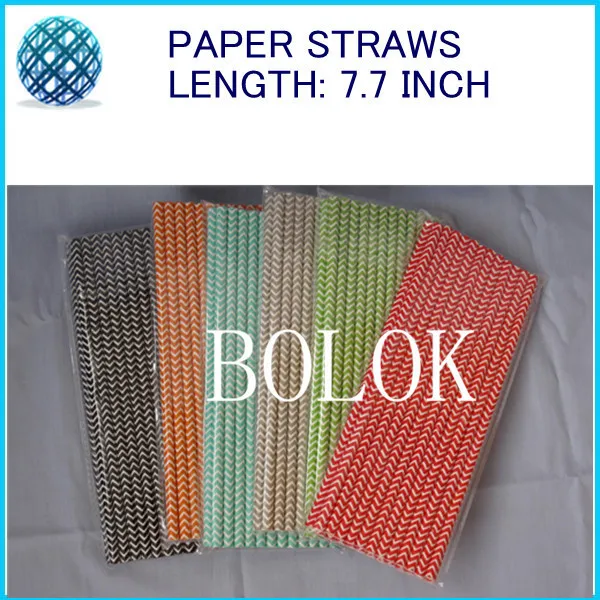 Promotions! 3000pcs Chevron Paper Straws 25pcS/opp bags,striped paper party straws wholesale free shipping