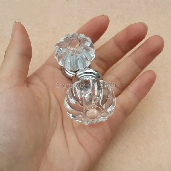 

32mm clear acrylic pumpkin modern furniture knobs shiny silver drawer cabinet knob pull gold chrome dresser cupboard door handle