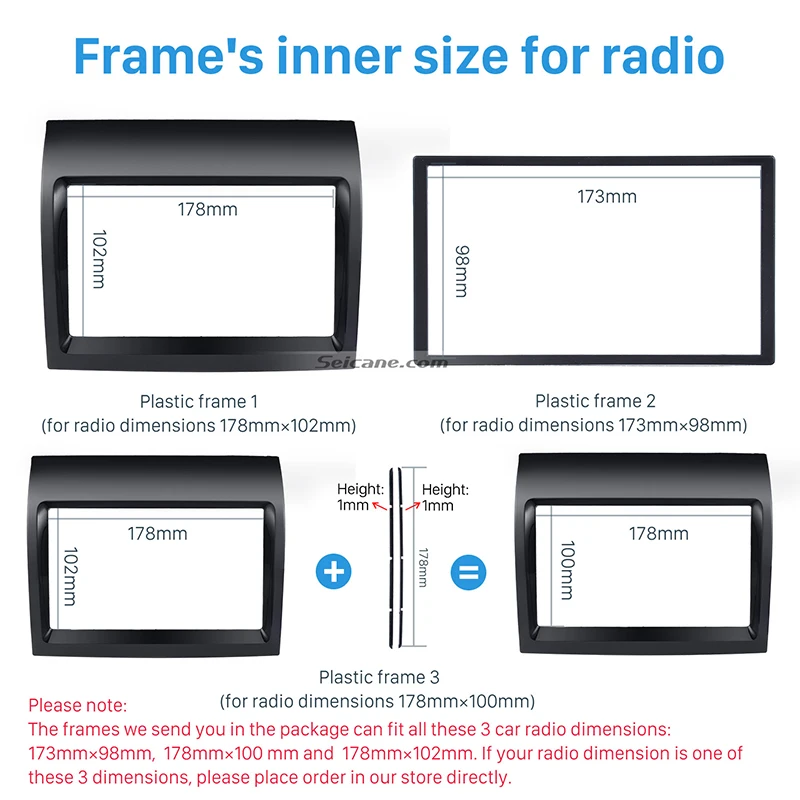 Seicane Black Double Din Car Radio DVD Player Frame Fascia for 2011 FIAT DUCATO auto Stereo Dash Mount Panel kit UV Black