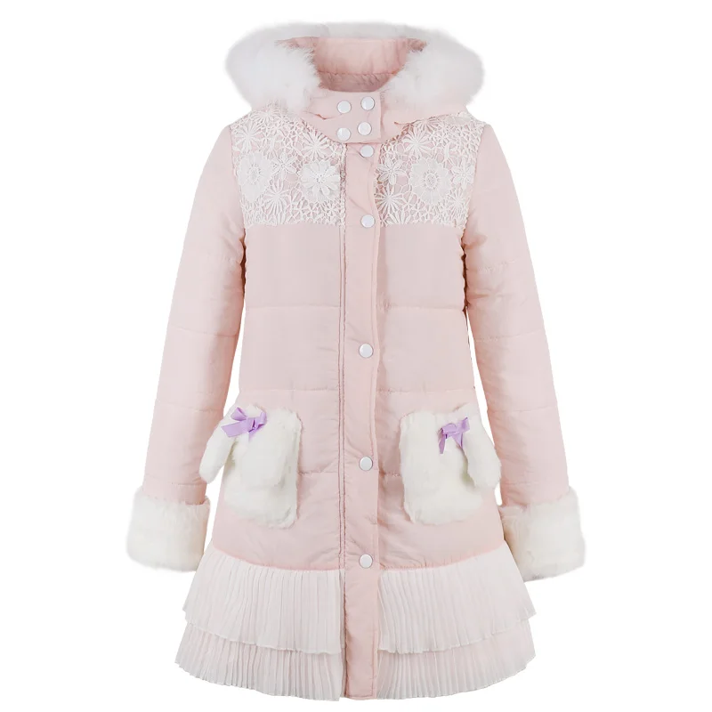 Parkas de princesa dulce lolita, largas, suaves, de invierno, de algodón dulce, lluvia, delgadas, con capucha, manga larga, estudiantes, C22CD7285