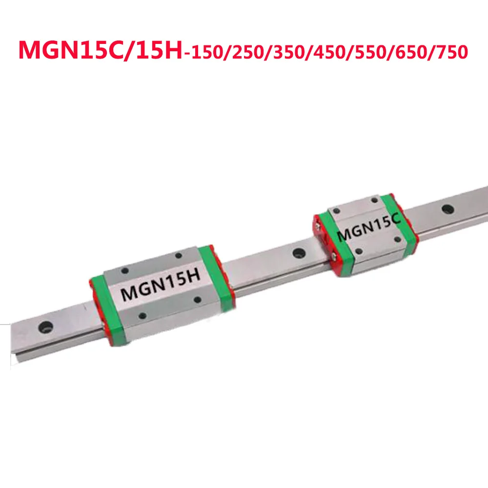 1PC MGN15 Linear Rail Guide Length 150 250 350 450 550 650 750 mm with 1PC MGN15C or MGN15H Block Carriage