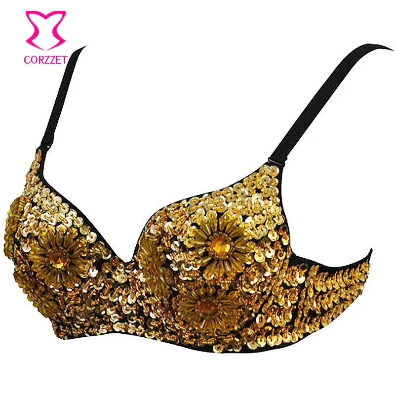Burlesque kobiety koraliki i cekiny stanik z ćwiekami biustonosze ClubWear Bralette Sostenes Mujer biustonosz Push Up bielizna biustonosz — zdjęcie 3