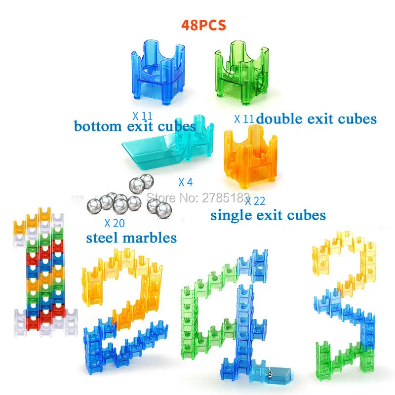 Maze Balls DIY Construction Marble Run Cubes Building Blocks Assemble Slide Blocks Track Hand-eye coordination Educational toys