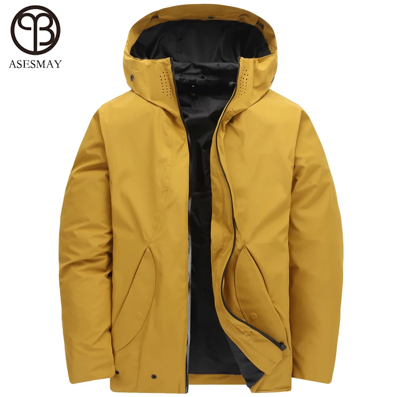 Asesmay new arrival men down jacket winter parkas men\'s white duck down coats goose feather liner detachable thick warm jackets